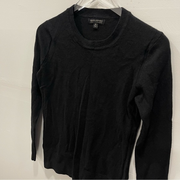Banana Republic Italian New Way Merino Blend Black Crew Neck Sweater Pullover M - Picture 5 of 10